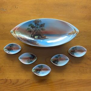 Vintage Chikaramachi Celery Dish & 5 Salt Dips